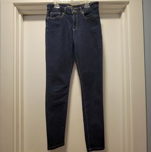 Michael Kors Dark Wash Izzy Skinny Jeans Fitted Gold Thread Size 8